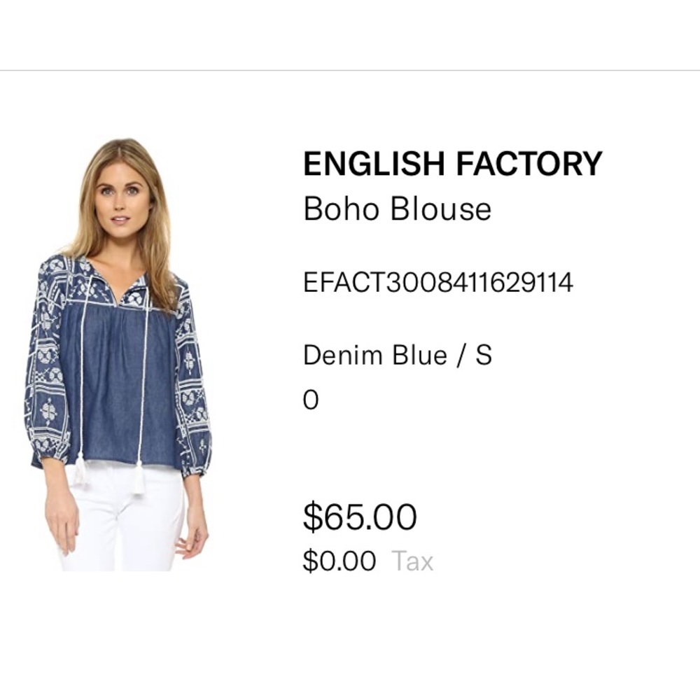 Denim blue boho blouse